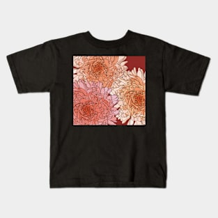 Pattern with lovely dahlias in pink apricot tones Kids T-Shirt